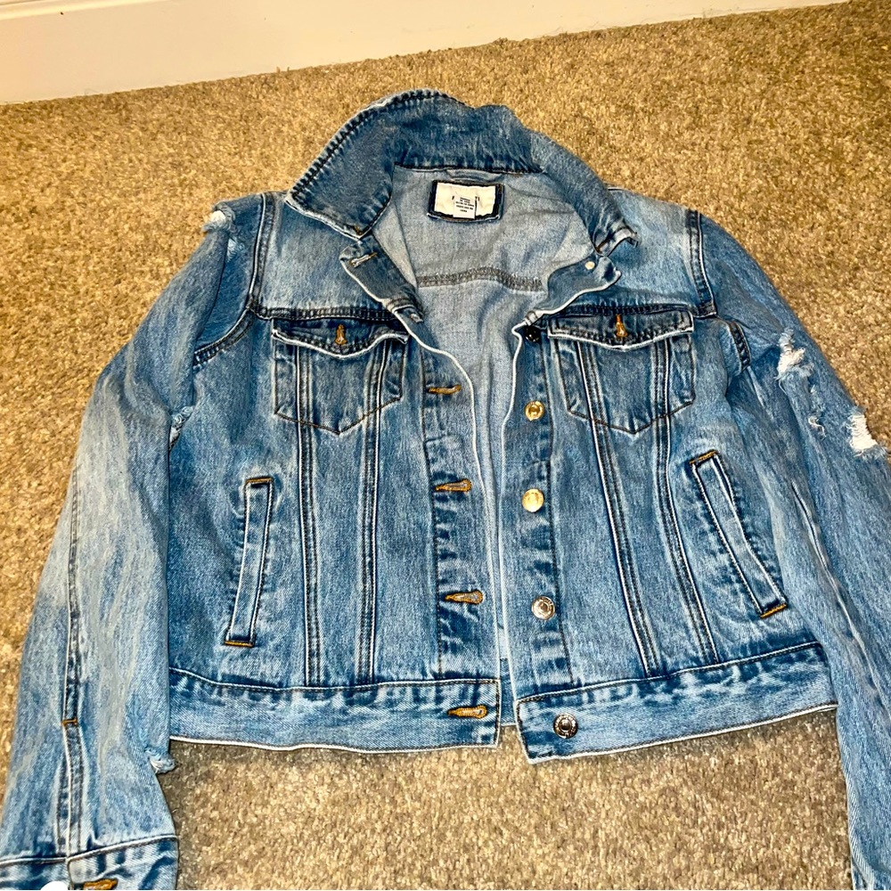COPY - Distressed denim jacket. Size small